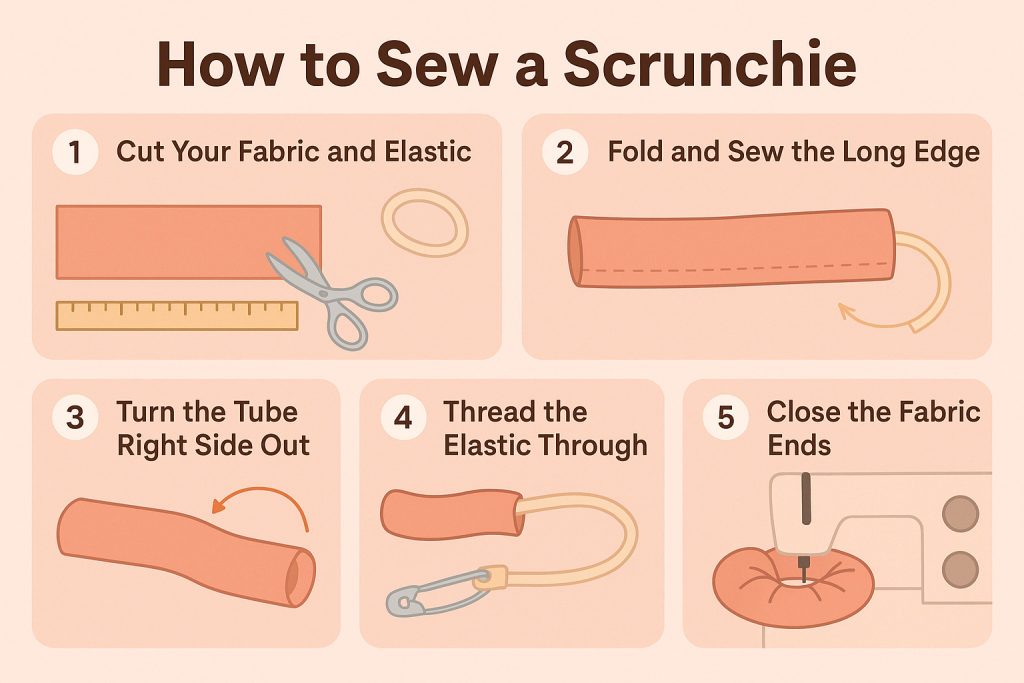 How to Sew a Scrunchie infographic