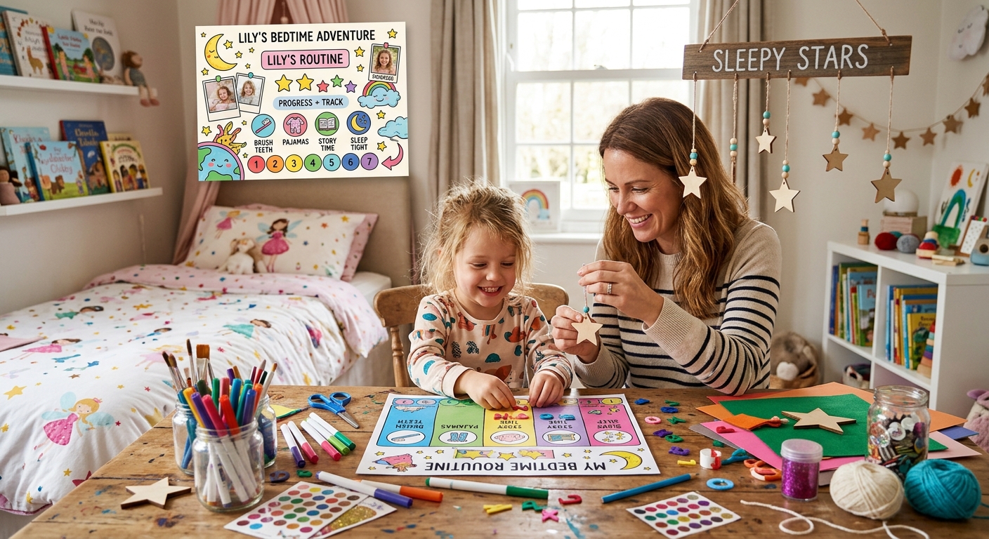 Bedtime Routine Charts and Bedroom Crafts Kids Can Help Create